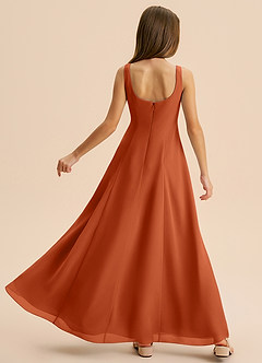 Azazie Lambie Junior Burnt Orange A-Line Pleated Chiffon Dress image8
