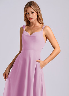 Azazie Beatrice Robes de demoiselle d'honneur Robe Trapèze en Mousseline de soie Encolure en Forme de Cœur Rose Bonbon image6