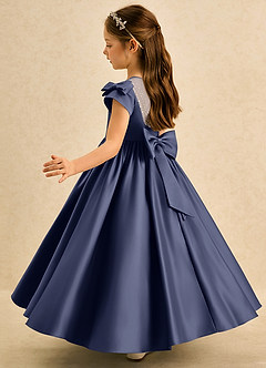 Azazie Toffee Abiti da Ragazza di Fiori Abito Stile Principessa in Raso Opaco Fiocco Stormy image5