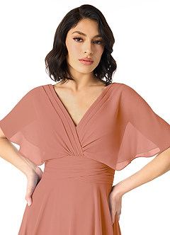 Azazie Pamela Bridesmaid Dresses MAI TAI A-Line V-Neck Pleated Chiffon Dress image4