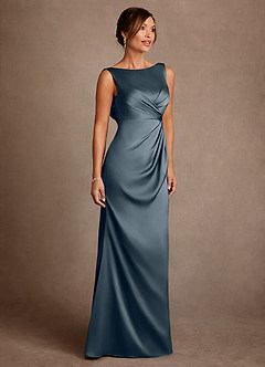 Azazie Baltimore Mother of the Bride Dresses Twilight A-Line Pleated Stretch Satin Dress image4