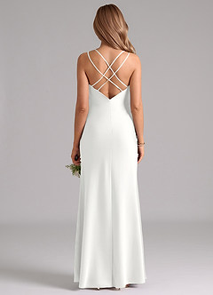 Azazie Suttona Brudtärnklänningar Klä av A-Linje i Stretch Satin Plisserad Vit image3