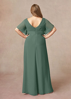 Azazie Alessa Mother of the Bride Dresses Sea Moss A-Line V-Neck Pleated Chiffon Dress image8