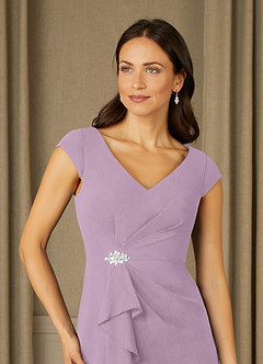 Azazie Nola Abiti per la Madre della Sposa Abito Tubino in Chiffon con Scollo a V a Pieghe Glicine image4
