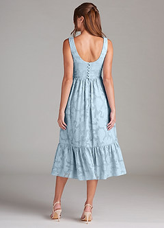 Azazie Alissa Bridesmaid Dresses Sky Blue A-Line with Pockets Floral Burnout Dress image8