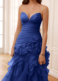 Christabelle Azul Real Vestido de fiesta de encaje transparente con corsé y diamantes de imitación image6