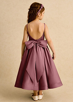 Azazie Babs Flower Girl Dresses Desert Rose Ball-Gown Pleated Matte Satin Dress image6