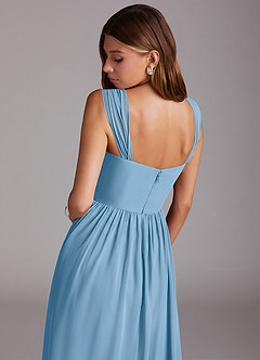 Azazie Calianna Jurken voor bruidsmeisjes Converteerbaar Jurk van Chiffon met A-Lijn Off the Shoulder Staal Blauw image8