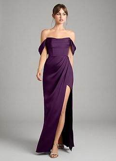 Azazie Johana Vestidos de damas de honor Vestido de Uva de Satén Elástico de Corte Sirena Convertible con Vestidos sin tirantes image5