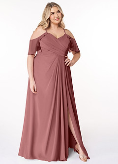 Azazie Dakota Bridesmaid Dresses Amethyst A-Line V-Neck Pleated Chiffon Dress image14