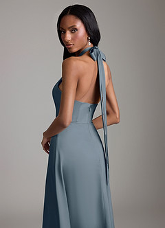 Azazie Tracie Bridesmaid Dresses Twilight A-Line Side Slit Stretch Satin Dress image6