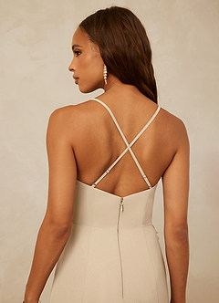 Christian Siriano Bridal for Azazie 1006 Bridesmaid Dresses Champagne Mermaid Ruched Chiffon Dress image7
