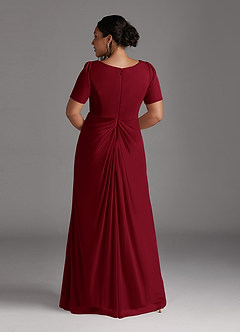 Azazie Bessie Mother of the Bride Dresses Burgundy A-Line Pleated Mesh Dress image8