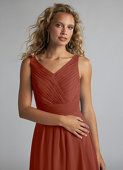 Azazie Grace Bridesmaid Dresses Auburn A-Line Pleated Chiffon Dress image5