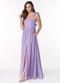 Azazie Metz Bridesmaid Dresses Lilac A-Line Sweetheart Ruched Chiffon Dress image4
