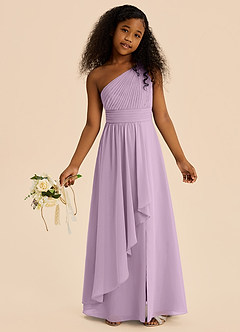 Azazie Skye Junior Abito A-Line in Chiffon Plissettato Glicine image2