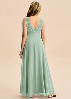 Azazie Odette Junior Vestido de Agave de Gasa de Corte en A con Escote de Corazón image7