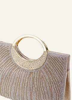 front Borsa a mano con strass di cristallo e manico circolare