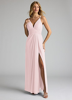 Azazie Maren Allure Abiti da Damigella Abito A-Line in Chiffon con Scollo a V in Pizzo Rosa Rossore image1