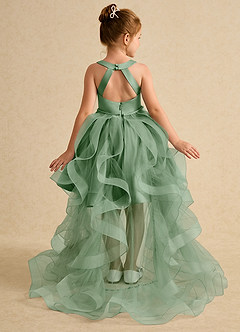 Azazie Julietta Blumenmädchenkleider Ballkleid Cabrio Tüll Kleid Matcha image1
