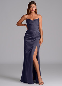 Azazie Claudelle Suknie dla druhen Syrena Bez ramiączek Satyna elastyczna Do ziemi Sukienka image5