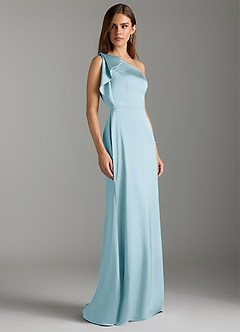 Azazie Rinna Brautjungfernkleider Meerjungfrau-Linie Gestreift Stretch-Satin Kleid Himmelblau image3