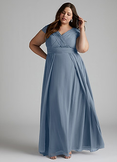 Azazie Organa Brautjungfernkleider A-Linie Plissee Chiffon Kleid Zwielichtviolett image8