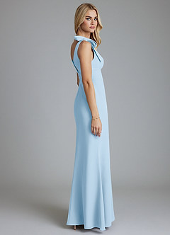 Azazie Taro Bridesmaid Dresses Sky Blue Sheath Bow Chiffon Dress image4