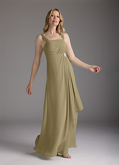 Azazie Weisz Mother of the Bride Dresses Moss Green A-Line Square Neckline Pleated Chiffon Dress image4
