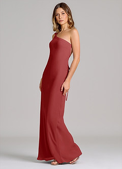 Azazie Monroe 신부 들러리 드레스 쉬스 한쪽 어깨 쉬폰 바닥 길이 드레스 image4