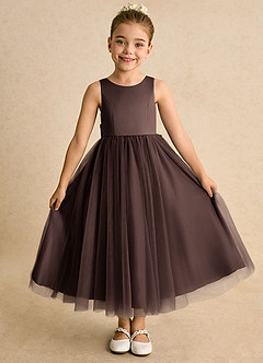 Azazie Solia Robe Demoiselle D'honneur Fillette Robe Princesse en Tulle Arc Ganache image2