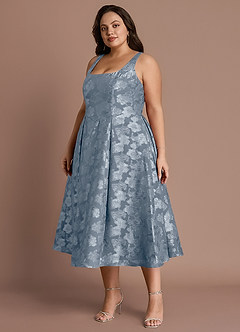 Briac Dusty Blue A-line Midi Dress image3