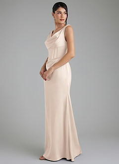 Azazie Spencer Brautjungfernkleider Meerjungfrau-Linie Plissee Stretch-Satin Kleid Alabaster Weiß image4