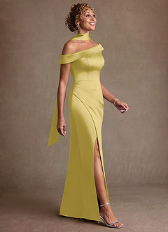 Azazie Kamala Suknie dla Matki Panny Młodej Osłona Jedno ramię Satyna elastyczna Długość podłogi Sukienka image3