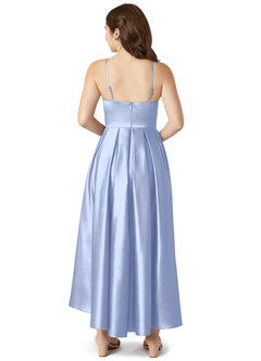 Azazie Jemima Junior Ice A-Line with Pockets Stretch Satin Dress image2