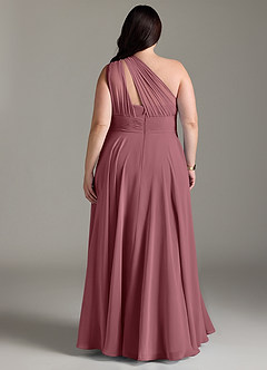Azazie Charlize Bridesmaid Dresses Desert Rose A-Line One Shoulder Chiffon Dress image8