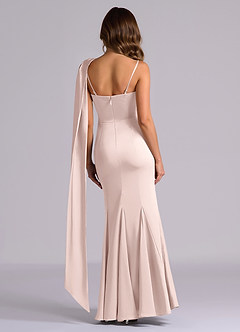 Azazie Inara Bridesmaid Dresses Blushing Pink Mermaid Pleated Stretch Satin Dress image2