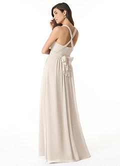 Azazie Olani Vestidos de damas de honor Vestido Alabastro Blanco de Gasa de Línea A Convertible con Un hombro image3