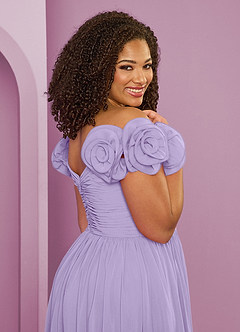 Barbie ♥ Azazie Jurken voor bruidsmeisjes Converteerbaar Jurk van Chiffon met A-Lijn Off the Shoulder Lila image12
