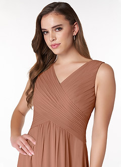 Azazie Flora Bridesmaid Dresses Bronzer A-Line Pleated Chiffon Dress image5