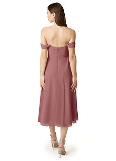 Azazie Vicenta Abiti da Damigella Abito Convertibile A-Line in Chiffon a Spalla Scoperta Rosa Del Deserto image2