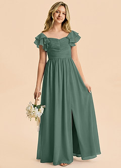 Azazie Anaya Junior Sea Moss A-Line Sweetheart Neckline Chiffon Dress image5