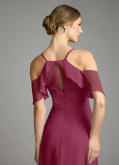 Azazie Dakota Bridesmaid Dresses Mulberry A-Line V-Neck Pleated Chiffon Dress image6