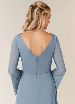 Azazie Teraso Mother of the Bride Dresses Dusty Blue A-Line Pleated Mesh Dress image13