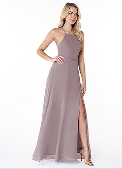 Azazie Bree Bridesmaid Dresses A-Line Side Slit Chiffon Floor-Length Dress image2