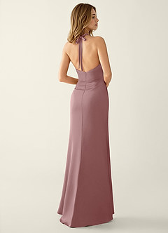 Clio Dusty Rose Satin V-neck Mermaid Prom Dress image2