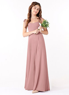 Azazie Rosey Junior Vestido de Rosa Polvorienta de Gasa de Corte En A con Escote de Corazón image2