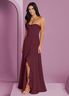Barbie ♥ Azazie Vestidos de damas de honor Vestido de Cabernet de Gasa de Corte en A con Escote de Corazón image1