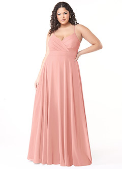 Azazie Avelina Brautjungfernkleider A-Linie V-Hals Gefaltet Chiffon Kleid Rosettenrosa image6