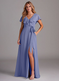 Azazie Lainey Bridesmaid Dresses Lavender A-Line with Pockets Chiffon Dress image1